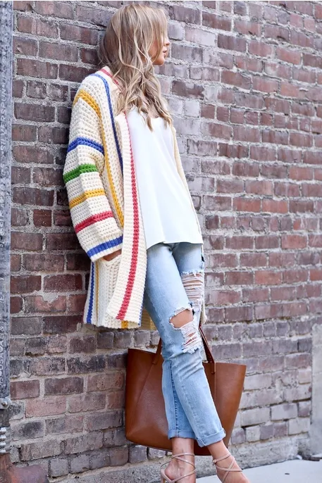 Stripe Chunky Cardigan