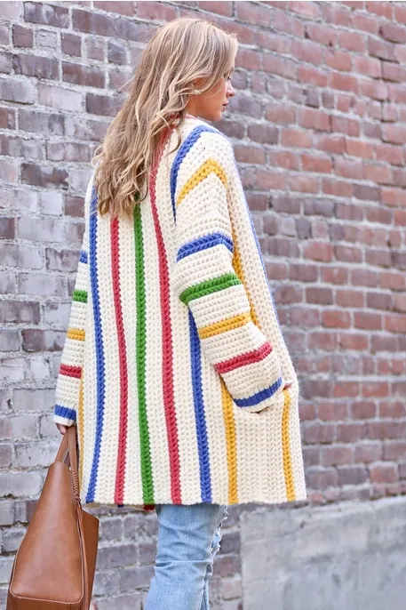 Stripe Chunky Cardigan