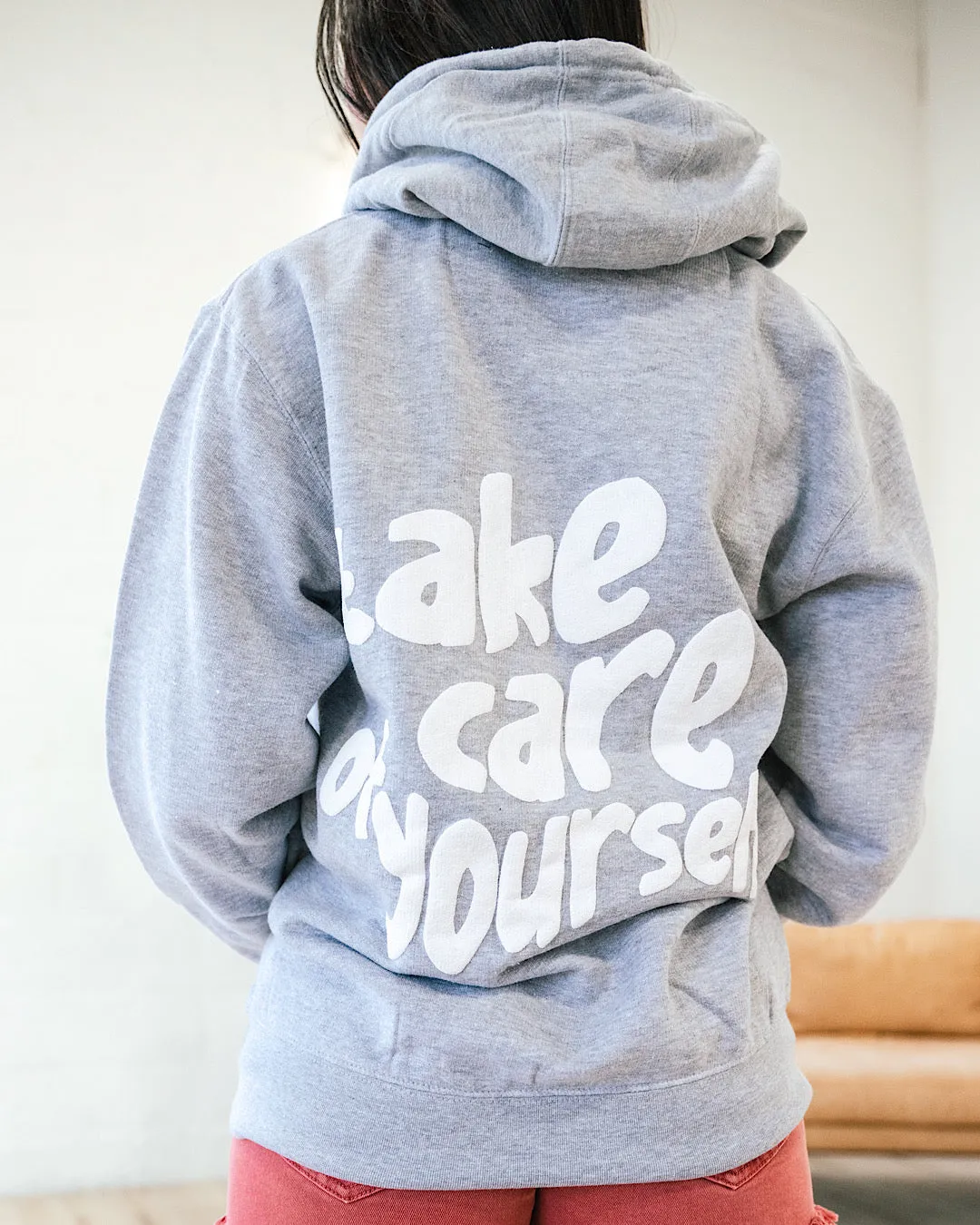 Take Care of Yourself Hoodie - Heather Gray