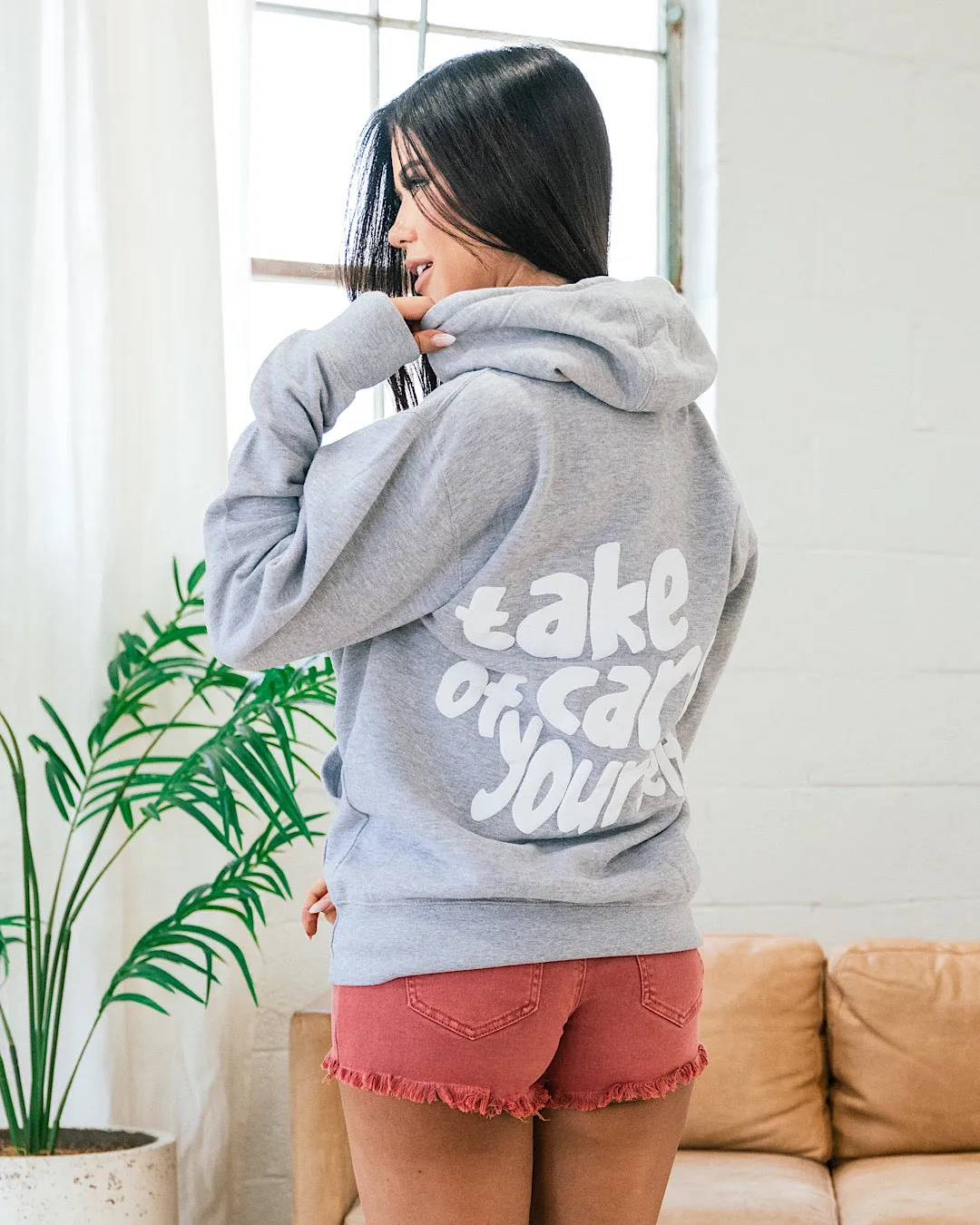 Take Care of Yourself Hoodie - Heather Gray