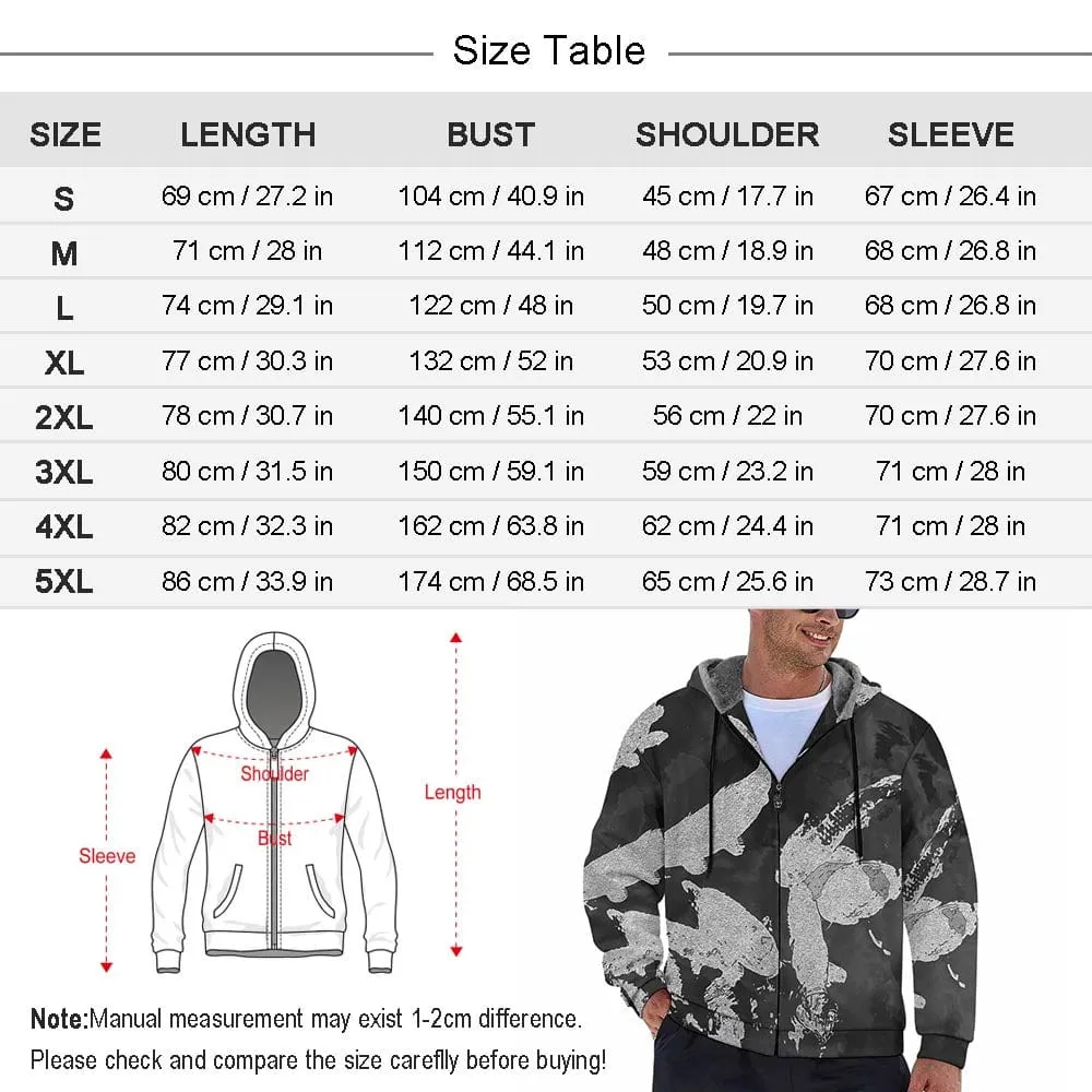 [Thick and Warm]Custom Face Bohemian Style Full Zip Hoodie Double Layer Fleece Thickened Jacket