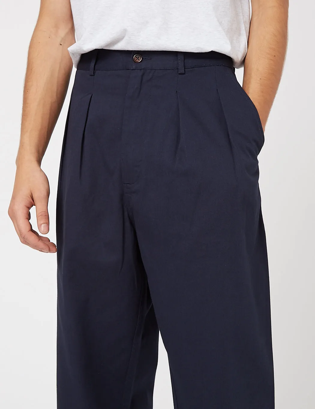 Universal Works Double Pleat Twill Pant - Navy Blue