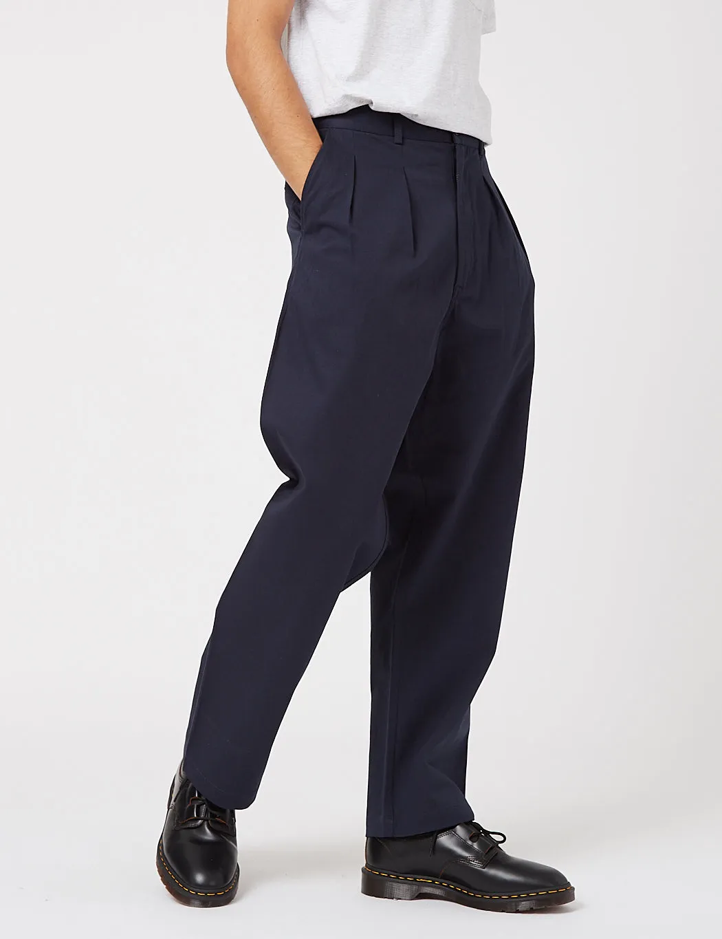 Universal Works Double Pleat Twill Pant - Navy Blue