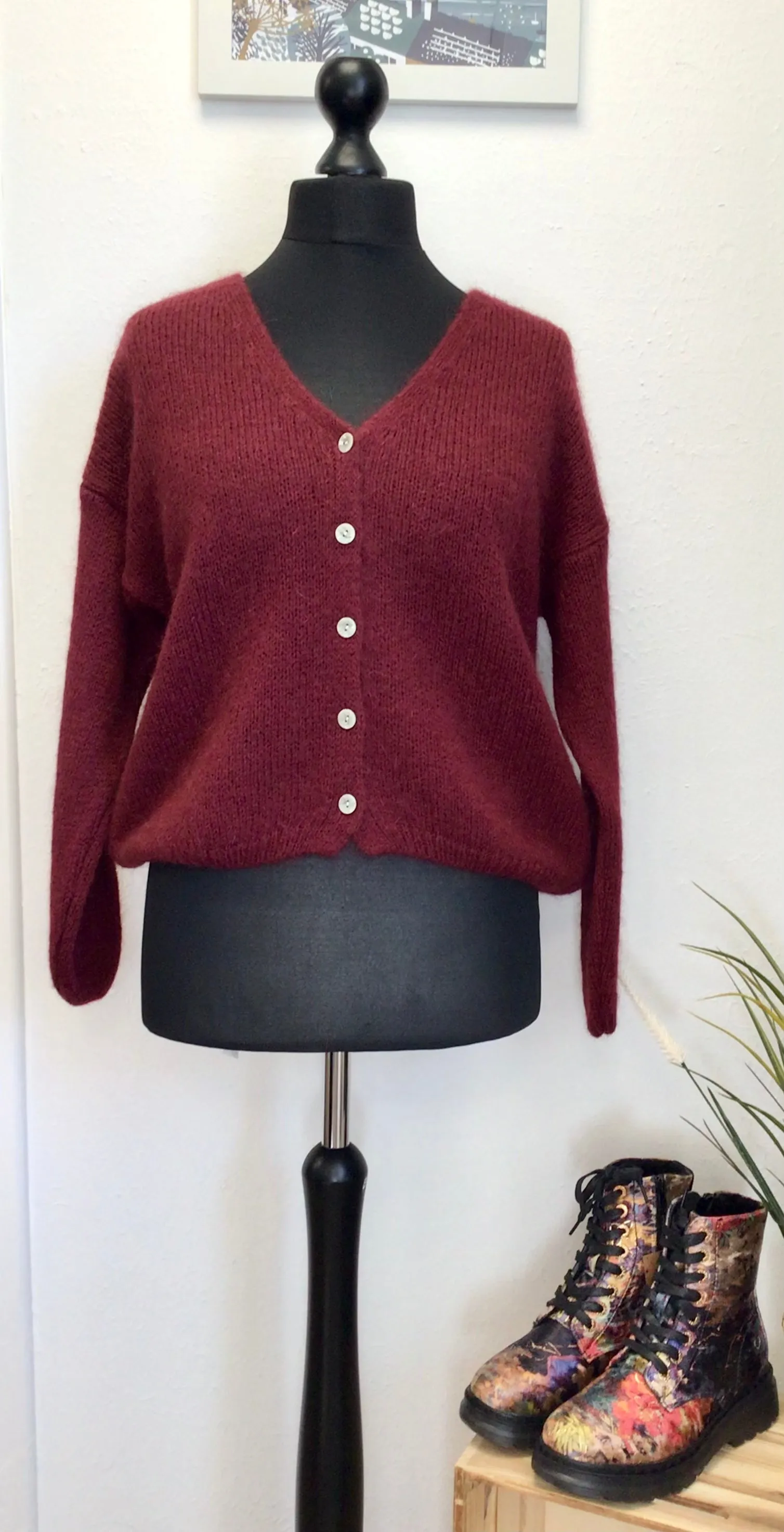 V Neck Mohair Button Cardigan One Size Various Colours