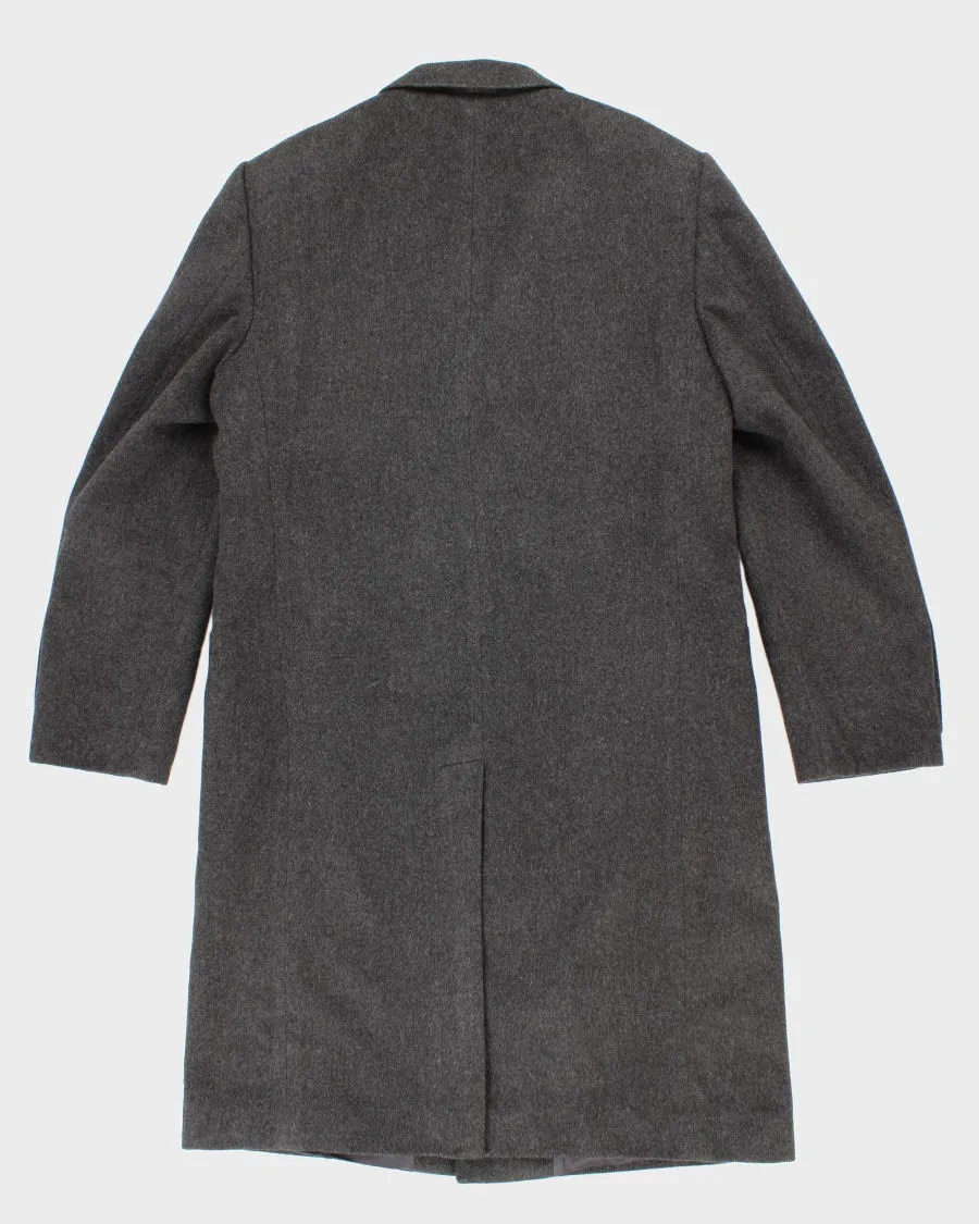 Vintage Men's Pure Wool Grey Overcoat - M/L