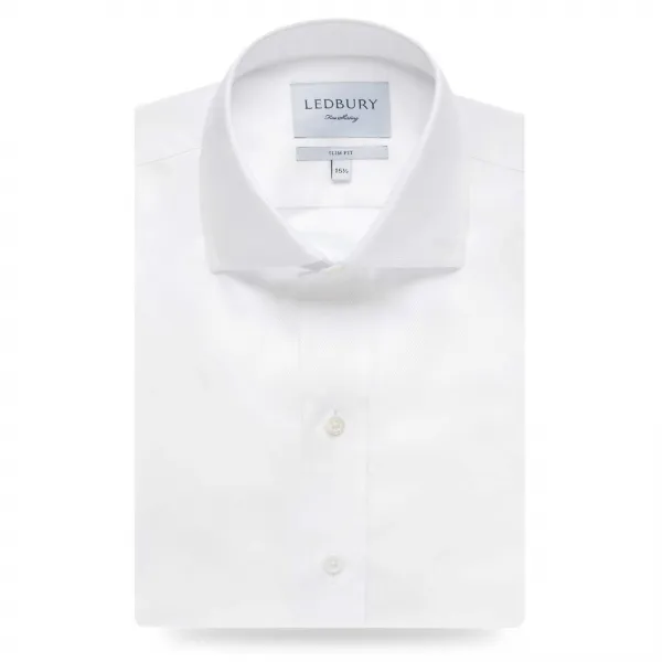 WHITE FINE TWILL SLIM FIT DRESS SHIRT