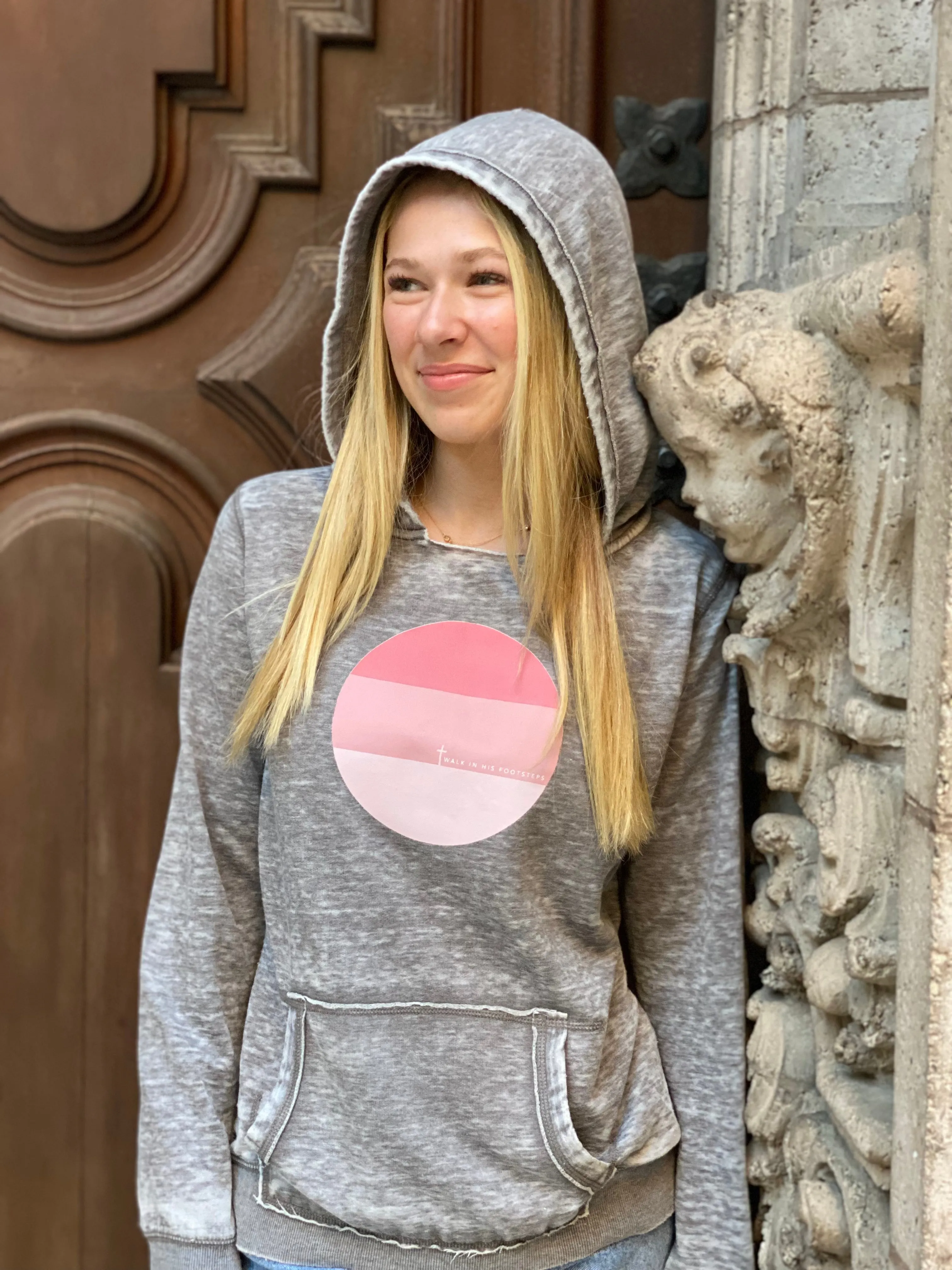 Women's Pink Colorblock Christian Hoodie