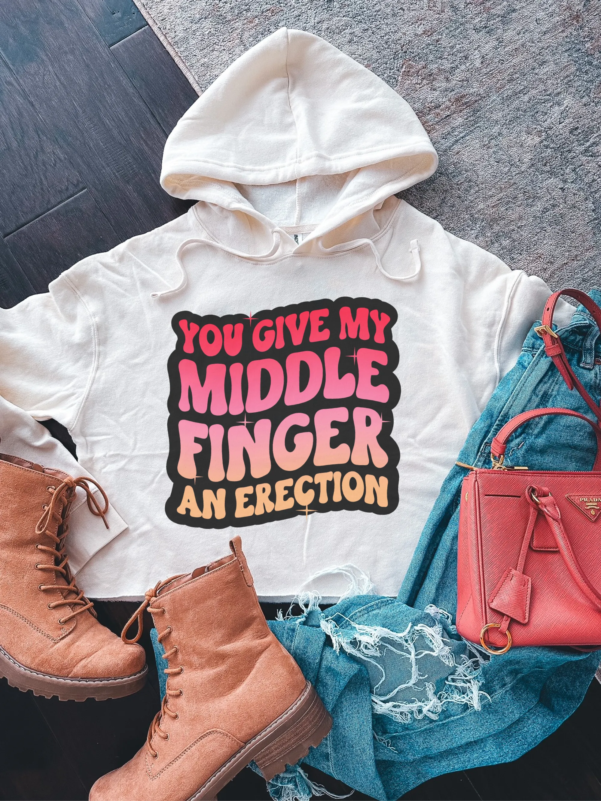 You Give My Middle Finger An Er--tion Cropped Hoodie